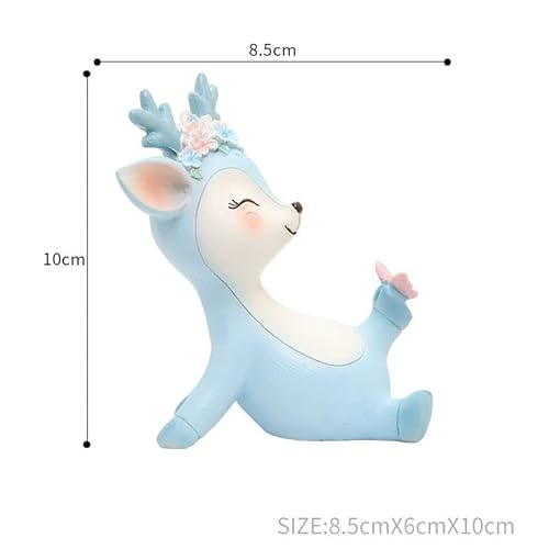Keyum 4 Pack Blue Deer Figurines Toys Set Forest Resin Deer Cake Topper Miniature Woodland Animal Fawn Statues For Baby Shower Decorations Wedding Christmas Party Decor #TOP5
