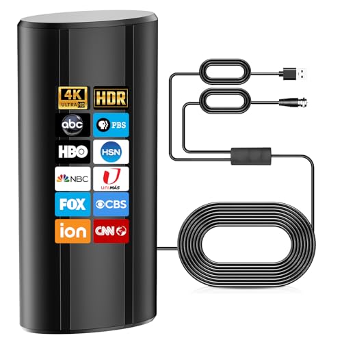 1600+ Miles Digital TV Antenna, Antenna for Smart TV, Portable HD Antenna Indoor, Supports 4k Indoor Full Hd Smart Tv-36ft Coax HDTV Cable (Black)
