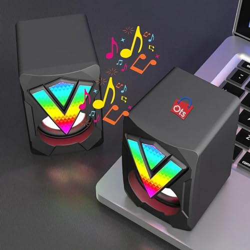 Mini Caixa de Som Com fio Sorround - RGB- Som Estero - Gamer, USB, LED - Alto-falante surround para