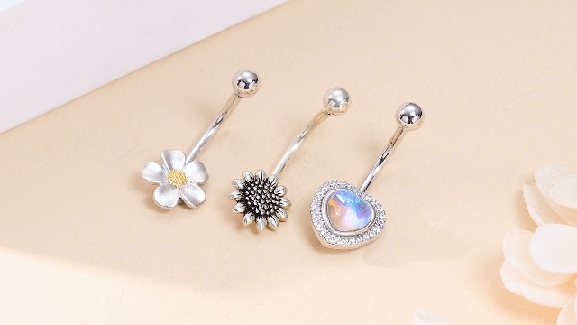 Sunflower Belly Button Ring With Natural Citrine | 925 Sterling Silver & Gold Plated Navel Piercing Jewelry
