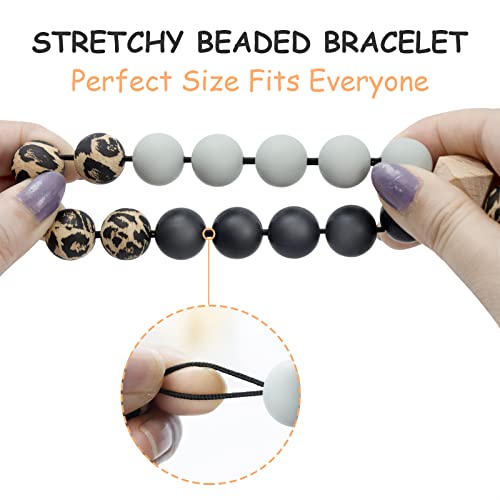 Bisanzoya Beaded Keychain With Tassel, Silicone Key Ring Bracelet, Boho Car Key Chain Wristlet Cute Tassel For Women And Girls (Dark Leopard) #TOP3