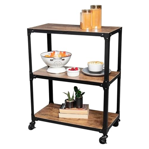 Mobile Kitchen Island - Carrito rodante para microondas y estación de café de 3 niveles, solución de almacenamiento versátil para espacios pequeños, diseño moderno, fácil de mover