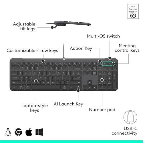 Image of Logitech Signature Slim Wired Combo MK625 for Business, Optical Wired Mouse, Full-Size Keyboard, USB-C Plug-and-Play, Windows /Mac /Chrome /PC /laptops - Graphite (Pack of 4)