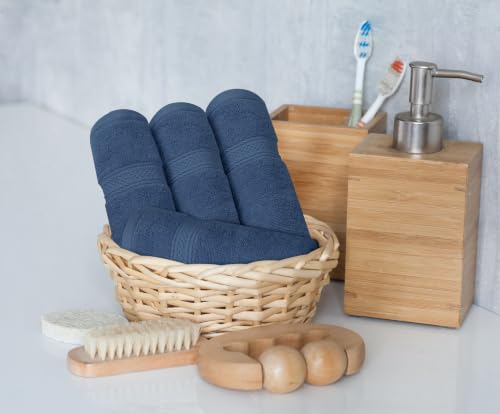 Image of Utopia Towels 8 Piece Majestic Plush Luxury Towel Set, Cotton, Navy