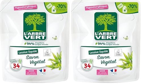 Lessive Liquide L'Arbre Vert MO3450601046391 – Savon Végétal, 1.53L, Hypoallergénique - vue 3