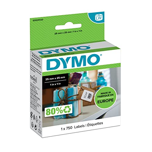 : DYMO LW etiquetas auténticas multiusos pequeñas | 25 mm × 25 mm | rollo de 750 etiquetas con reverso fácil de retirar | autoadhesivas | para etiquetadoras LabelWriter