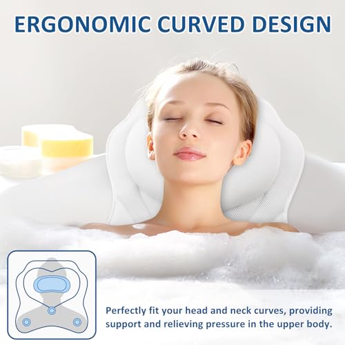 Luxstep Bath Pillow-Bathtub Pillow With Air Mesh Fabric & 6 Non-Slip Suction Cups thumb #2