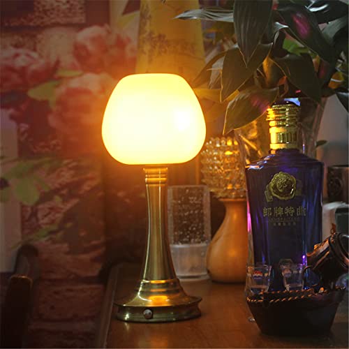 HKLY Dimmbare LED Akku-Tischlampe Innen & Außen, Wiederaufladbares Tischlampe Kabellose,Nachttischlampe, Tischleuchte Restaurant Vintage Mit Touch-Schalter,Für Bar Esszimmer,Warm light Cover