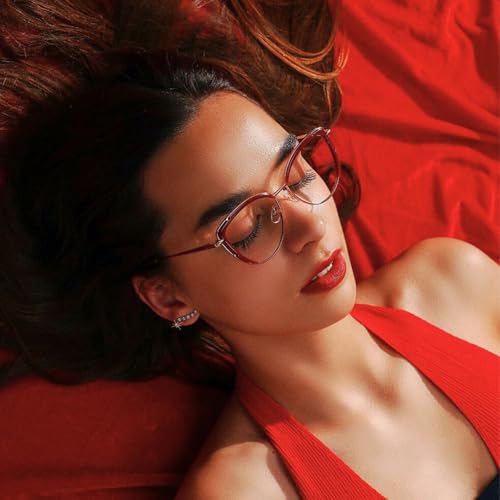 Image of Firmoo Blue Light Blocking Glasses,Anti Eye Strain Anti Headache UV Cut, Cateye Computer Reading Glasses with magnification
