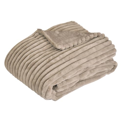 毛布 ブランケット ふわとろ毛布 ふわもこ毛布 軽量 洗える 2枚合わせ 暖かい あったか エアロゲル 吸湿発熱 静電気防止 防ダニ ストライプ ベージュ シングル