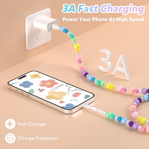 USB C to USB C Cable 3FT Colorful Candy Beaded USB Type C Cable for iPhone 17 16 15 Plus Pro Max 17 Air 16E iPad 10th A16 Pearl Type C Car iPhone Charger Fast Charging Cable for Samsung Galaxy S25 S24 by XNMOA - Used condition - Image 3