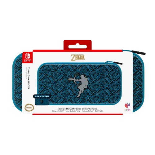 Image of PDP Gaming Officially Licensed Nintendo Switch Slim Deluxe Travel Case - Switch OLED Protective Carrying Case and 14 game holder - Hardshell Protection - Protective Vegan Leather - (Sheikah Shoot)