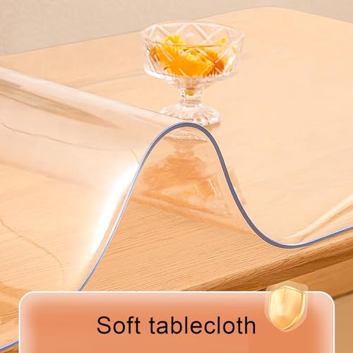 Nappe de table rectangulaire en PVC transparent biseauté imperméable 60x100cm - 5