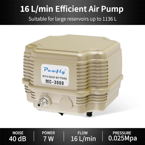 Pawfly 7 W 960 L/H Air Pump Aquarium Silent Adjustable Oxygen Pump Commercial with Ball Air Stones 4 Outlets Aquarium Splitter Check Valves and Airline Tubing Accessories for Pond Tank up to 1000L - Image 2
