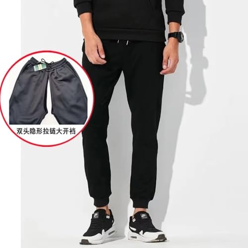 Men Invisible Zipper Open Crotch Cuffed Pants Sports Casual Plus Size Loose Trousers2