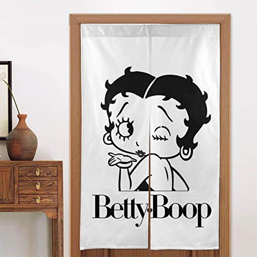 のれん ベティちゃん 暖簾 カーテン 遮光 おしゃれ 間仕切り 目隠し リビング キッチン 玄関 階段 飲食店 洗える 冷房 暖房対応 143×86cm