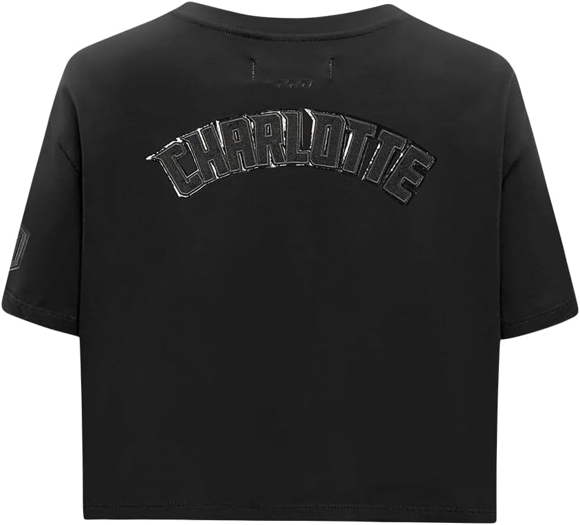 Womens NBA Classic Triple Black Cotton Short Sleeve Boxy Tee