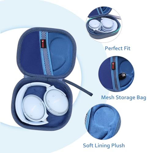 Image of XANAD Hard Case for Bose QuietComfort, QC Ultra, QC 45, QC 35, QC45 SE, QC SE or Skullcandy Crusher Evo, Hesh ANC, Hesh Evo, Crusher ANC 2, Crusher, Riff 2 Noise Headphones(Outer Blue+Inner Blue)