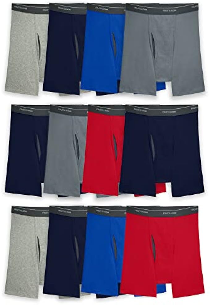 Fruit of the Loom Men's Coolzone Boxer Briefs, Moisture Wicking & Breathable, Assorted Color Multipacks