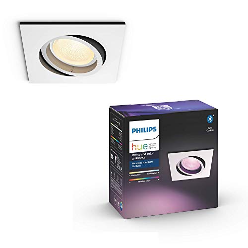 Philips Lighting Hue Centura, White and Color Ambiace Faretto Connesso, con Bluetooth, GU10, 5.7 W, Quadrato, Bianco