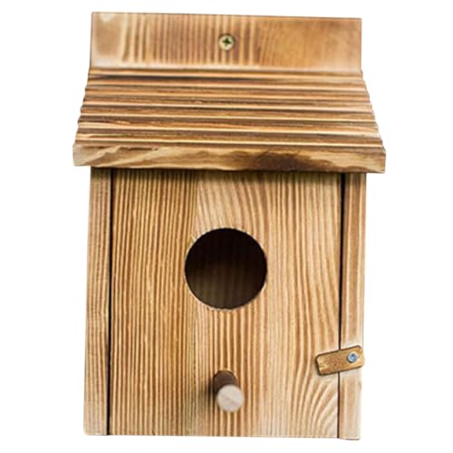 ANDRESLAD 屋外の木製オウムの巣 鳥の餌箱吊り下げス バードハウスポール ぶら下がっている外の鳥の餌箱 アウトドアキット用バードハウス 巣箱 小さな家の庭の装飾 木の鳥の巣 孵化巣