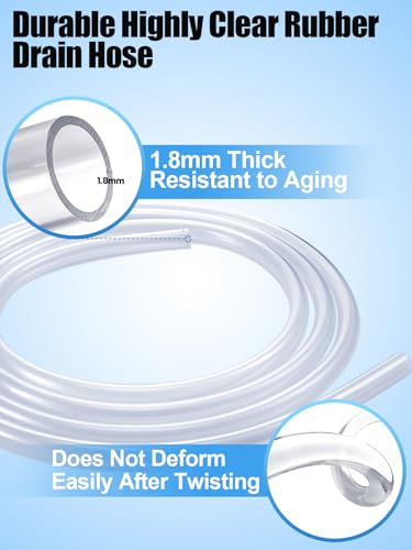 Image of 10ft Portable AC Drain Hose Kit, for Window /Mini-Split Air Conditioners | Included Durable 1 /2 inch ID 1.8mm Thick Hose, 3 /5 inch Connector, Fastener, for Universal AC / Dehumidifier Drainage