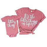 Olive Loves Apple Little Thing Cursive Mommy & Me Matching Outfits White on Mauve Bodysuit Newborn