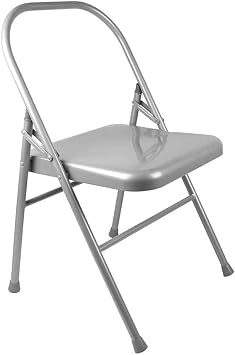 Yoga-Mad Yoga Chair | Reinforced Folding | Silver Steel | Supports Yoga Backbends, Twists, Shoulder Stands