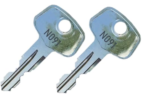 2 Thule N091 Replacement Keys - Roof Racks, Rails, Cargo Box, Carriers, Crossbars, Haulers, Bags (Codes N001-N250 or N001R-N250R) Better Than OEM!