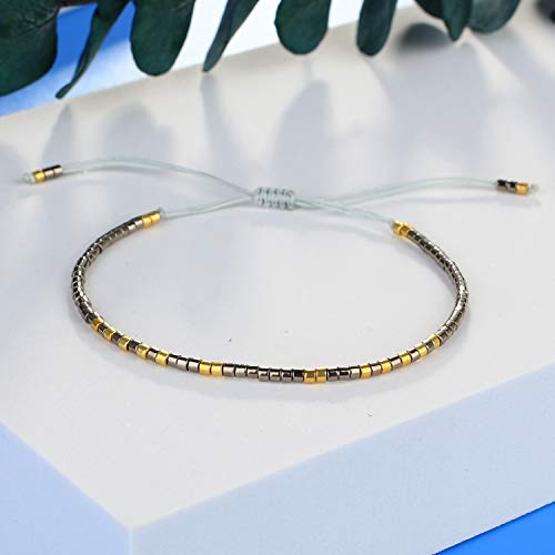 Image of C.QUAN CHI Handmade Friendship Beaded Bracelet Adjustable Colorful Miyuki Beads Bracelet
