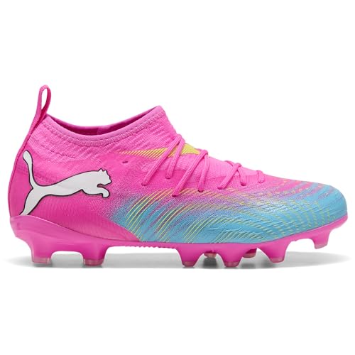 PUMA Unisex Kinder Ultra Pro Fg/Ag Jr Fußballschuh, Poison Rosa Sun Stream Bright Aqua, PUMA Weiß, 5 UK – Ansicht 1