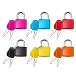 kuou Suitcase Locks with Keys, Small Padlocks Luggage Locks Coloured Metal Padlocks for Travel School Gym (6 Pcs)