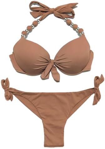 Womens Removable Padded Push Up Bikini Set Tie Side Swimsuit Swimwear