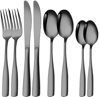 Silverware Set for 2, 8-Piece 18/10 Stainless Steel Flatware Set,Forged Cutlery Set Matte Finish for Home,Restaurant and Parties, Dishwasher Safe.