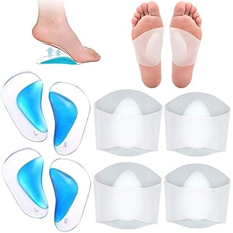 4 Pair Flat Foot Arch Supports for Plantar Fasciitis Women or Men,Lesai Gel Orthotic Insoles Pads Cushion Relieves Pain and Reduces Pressure Cover