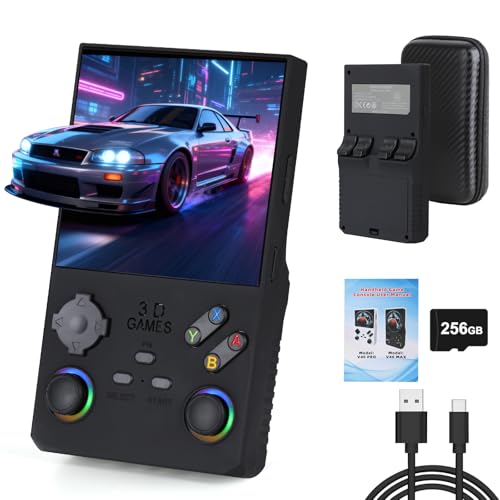 V40 Max Retro Handheld Game Console, 256GB TF Card with 40000 Classic Games, 4.0 Inch IPS HD Screen, 4000mAh Battery, Portable Mini Emulator System (Black)