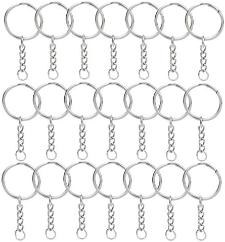 ZAWTR 50 Pcs Metal Keyring Key Chain, Silver Keyrings with Key Chains for Crafting, Spilt Key Rings & Keychains for Crafts DIY Keys Bags (25mm x 34mm)