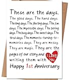 HEJOYN 1 Year Anniversary Card Gifts for Boyfriend Girlfriend, 1st Anniversary Card Gift for Husband Wife, One Year Anniversary Cards Gifts for Men Women Him Her, First Wedding Anniversary Cards Gift Ideas