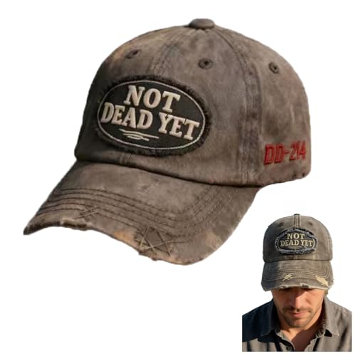 Not Dead Yet Hat, Embroidered DD-214 Veteran Hats Distressed Vintage