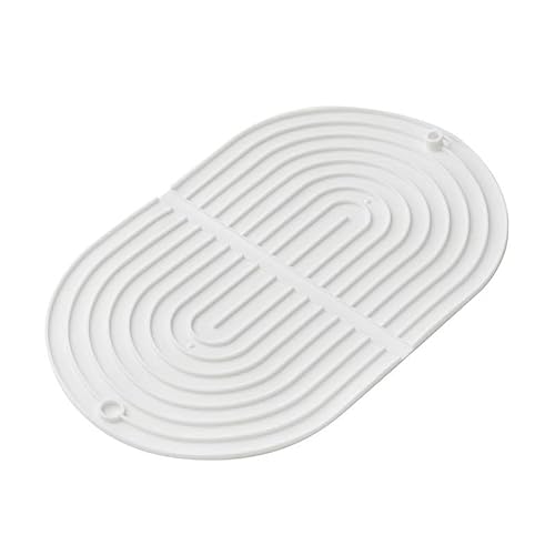 HACASO Silikon-Abtropfmatte mit integrierter Abflusslippe, hygienische Abtropfmatte, faltbare Aufbewahrung, leicht zu reinigende Ablage, schützt Oberflächen, verhindert Wasseransammlungen (weiß) Cover