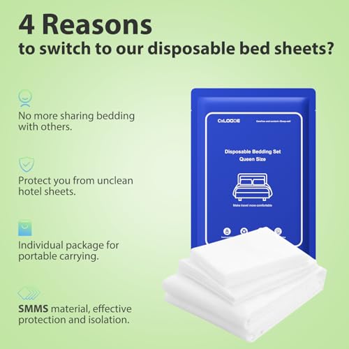 Image of 2 Pack Disposable Bed Sheet Queen Size, Disposable Sheet for Travel, Disposable Sheets for Hotel with Quilt Cover and Pillowcase,Travel Sheet for Hotel Travel Essentials for Cruise,Camping,SPA
