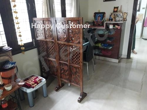 Image of Wooden Room Partition /Screen /Room Divider /Room Separator for Livng Room Bedroom Home Office Restarurant Hallway 20Inches Wide (2 Panel 4 Feet with Stands)