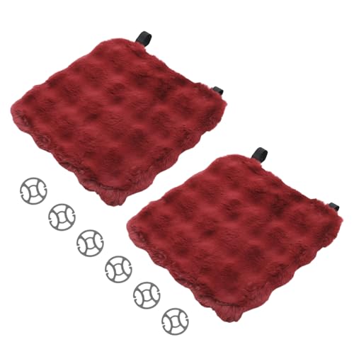 X AUTOHAUX もこもこカーシートクッション 可愛い・おしゃれシートカバー 運転席 助手席 後部座席 軽自動車 ロングファー 座布団 車用シート滑り止め フワフワ ワインレッド 2枚セット（運転席+助手席)
