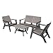 Outsunny Set Tavolino e Sedie da Giardino, Salotto da Esterno con Tavolo e Sedie Adirondack, 4 Pezzi, Grigio e Nero