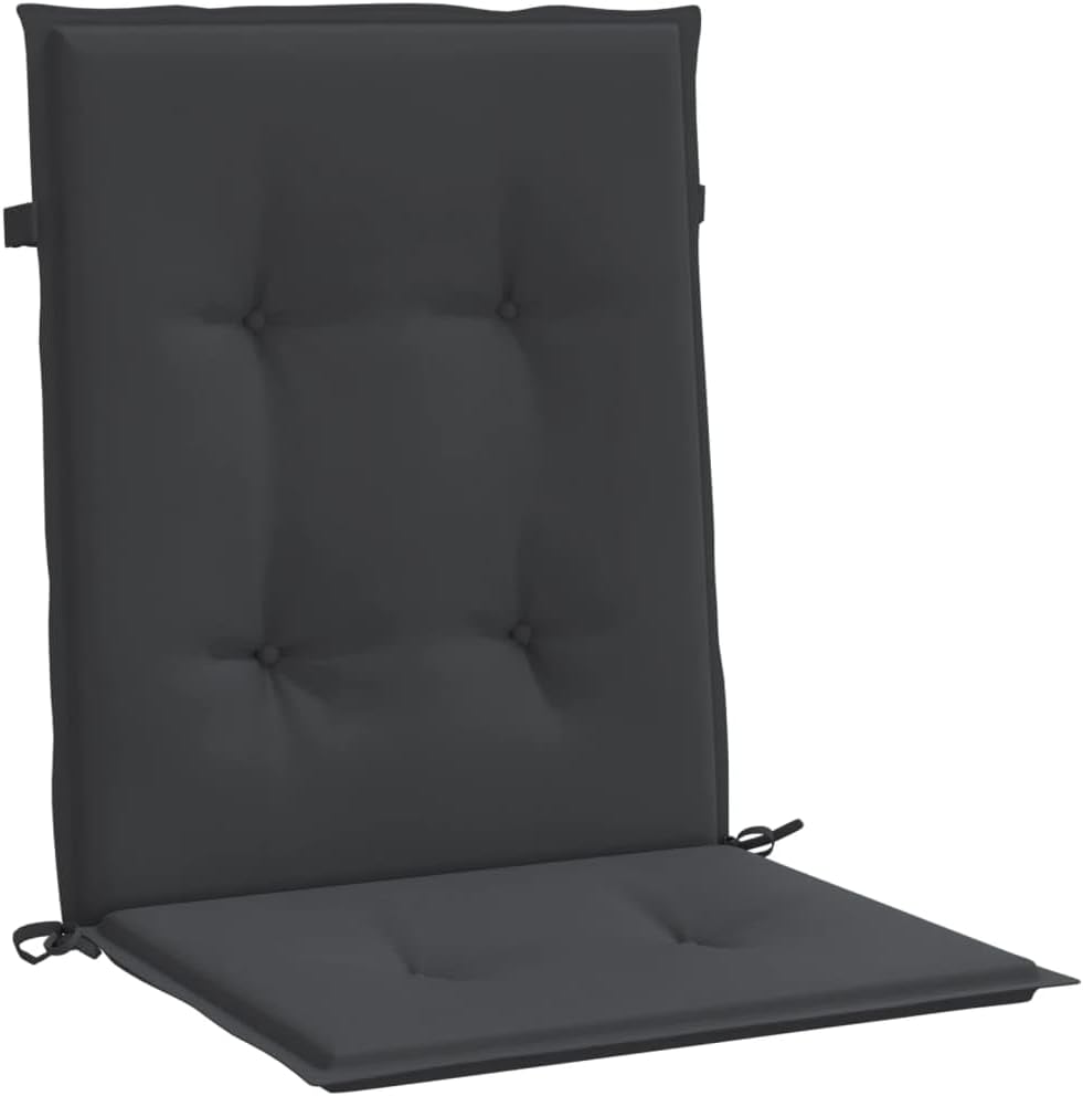 Lowback Chair Cushion Set of 2 Black Oxford Fabric, 19.7 x 39.4 Inch Lowback Chair Cushions with Removable Cover for Patio and Garden