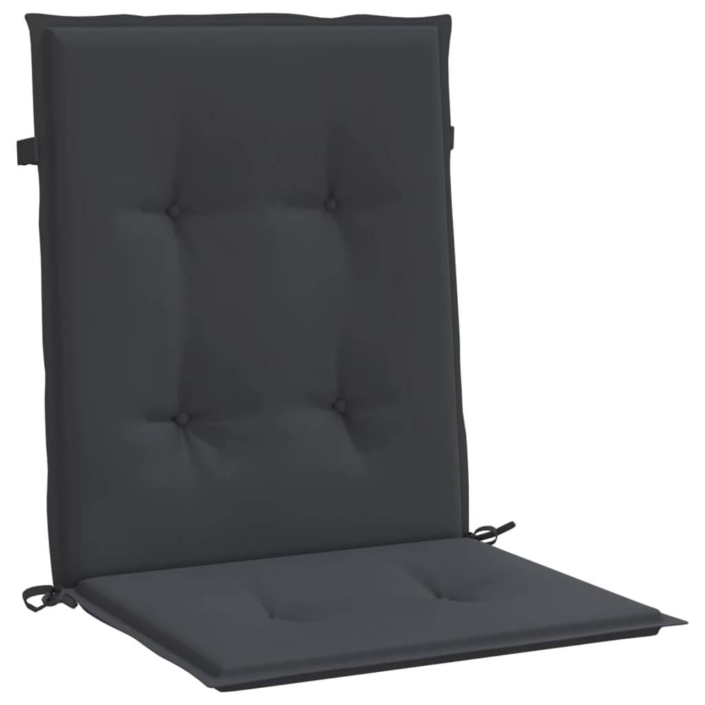 vidaXL Lot de 6 Coussins de Chaise de Jardin à Dossier Bas, Coussins de Siège de Patio, Coussins de Canapé de Jardin, Coussins d'Assise Extérieur, Noir