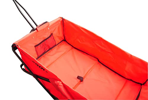 BURI Ultrasport Faltbarer Wagen Bollerwagen Handwagen - Strand Transportwagen mit Seitentasche Picknickwagen Handkarre mit Transporthülle, Rot bis 55kg – Bild 3