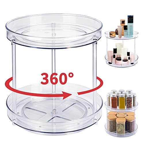 LUZOON Plateau Tournant Placard Cuisine 2 Etages Epices Frigo Lazy Susan Range Epices Cuisine Organisateur de Rangement Cuisine-23cm
