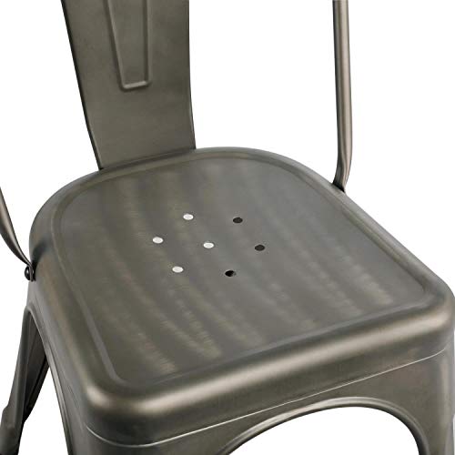 Yaheetech Metal Dining Chairs Set Of 4 Stackable Dining Room Chairs Side Chairs With Back, Each Chair Load Capacity: 340 Lbs,Gun Metal (Renewed) #TOP6