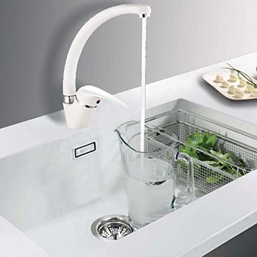 Mezclador de cocina monomando blanco fregadero cocina cañón curva Florenzi Griferías Cover